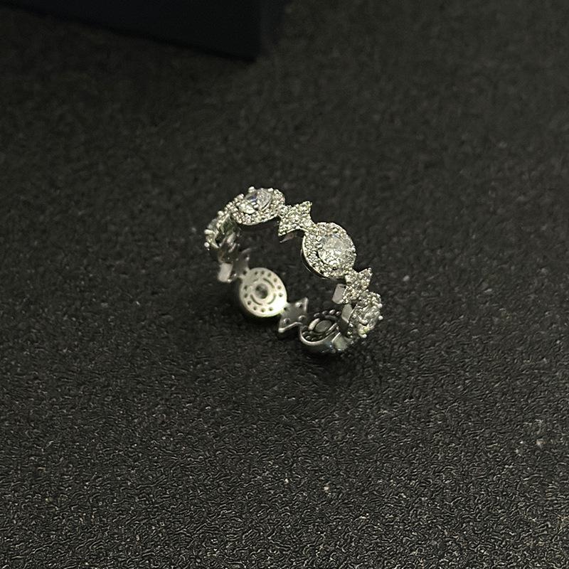 

S925 Sterling Silver Meteor Snow White Women s Luxury Versatile Couple Ring Size 6