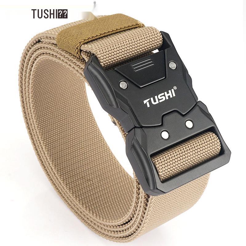 Men's Tactical Quick Release Elastic Stretch Belt for Casual Workwear and Outdoor Training