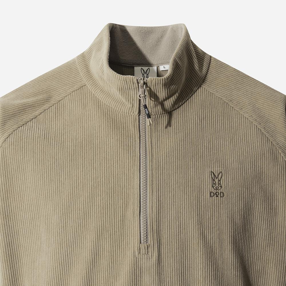 Dod Grainfield Corduroy Half-Zip Anorak (Dark Beige)