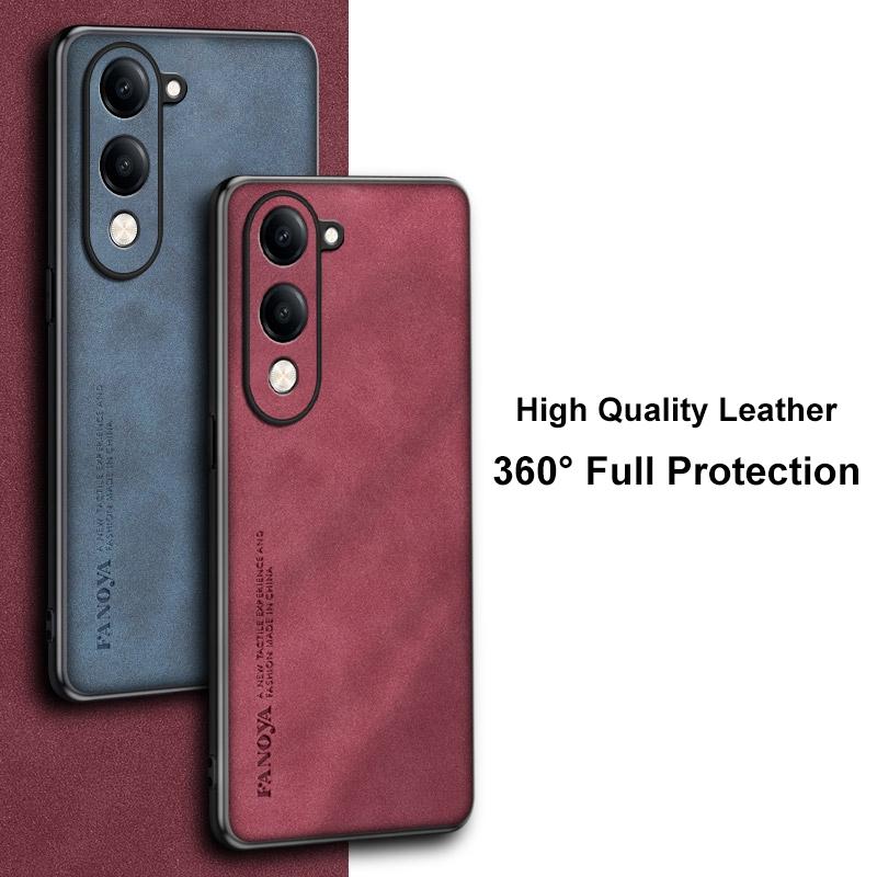 For Vivo Y04 4G Case Luxury PU Leather Phone Case For Vivo Y29S 5G Back Cover Matte Silicone Shockproof Full Protection Coque