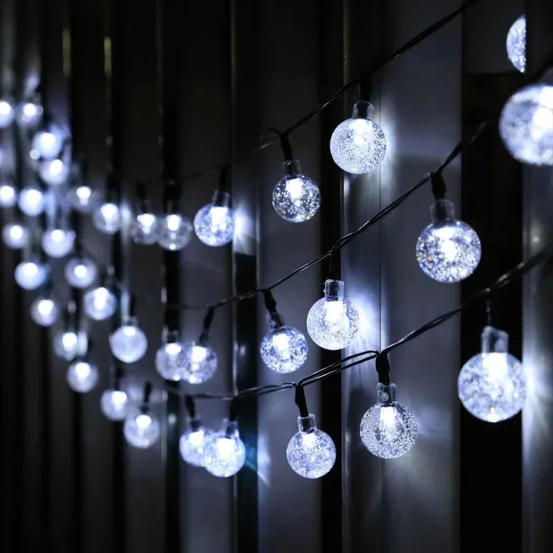 Neue Solar Kristallkugel LED Lichterkette LED Solar Außenlicht IP65 Lichterkette Hochzeitsgirlande für Gartenparty-Dekor