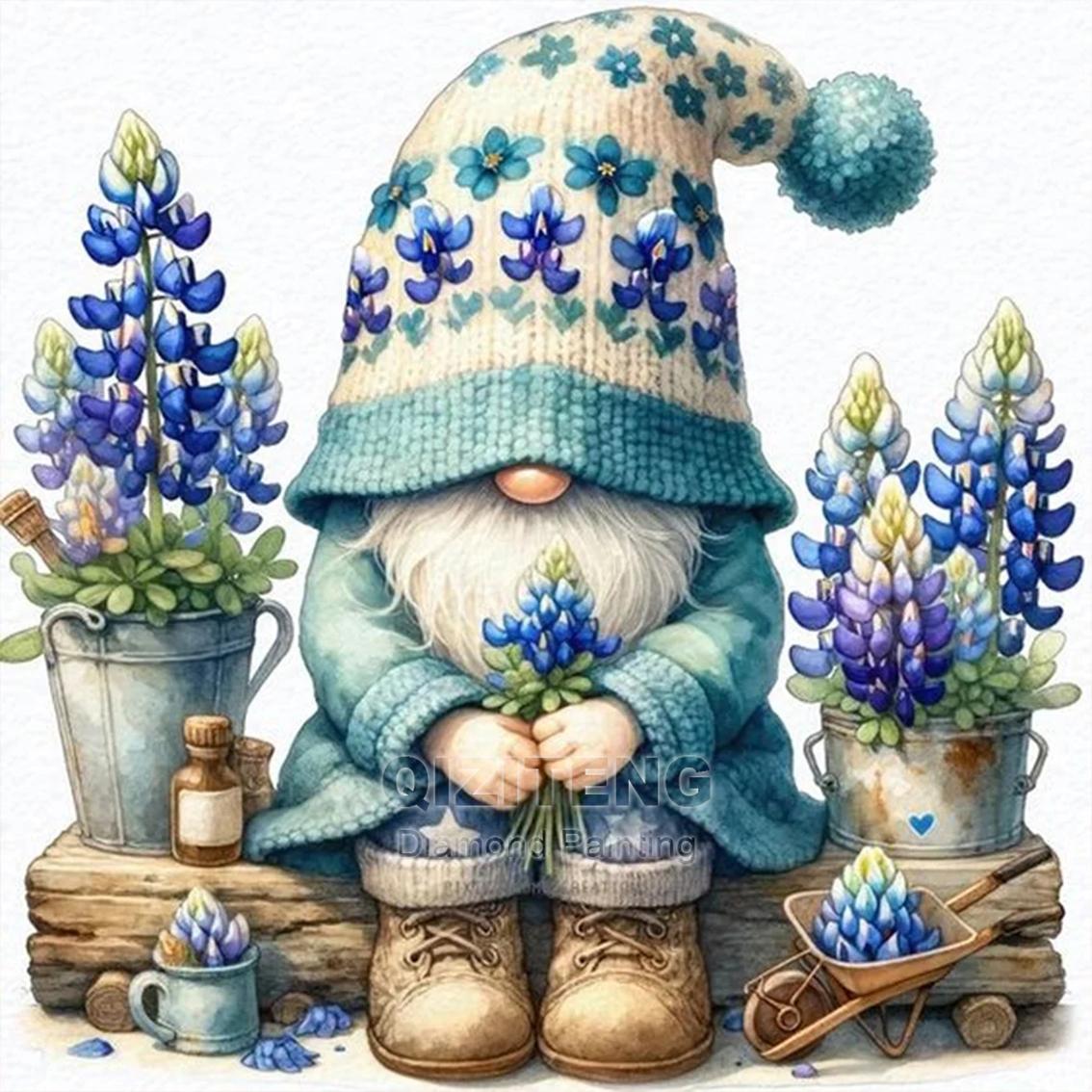 

5D DIY Алмазная Живопись Мультяшный Гном Полная Выкладка Квадратными Круглыми Алмазами Мозаика Вышивка Милый Персонаж Набор для Вышивания Крестом Искусство Домашний Декор Round 30x30cm