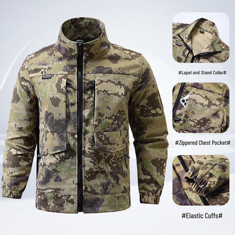 Men's Workwear: Breathable Camouflage Suit for Spring & Autumn - Durable, Thick, Wear-Resistant Outdoor & Training Gear.