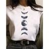 Maycaur New Funny Moon Print T Shirt Wounisex White And Black Shirts Fashion Round Neck Short Sleeve T-Shirt Summer Tees Casual Top