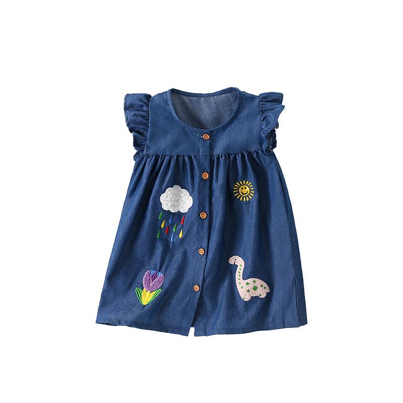 Children's Skirt Summer Dress New Casual Children Round Neck Princess Dress Style Girls Dress