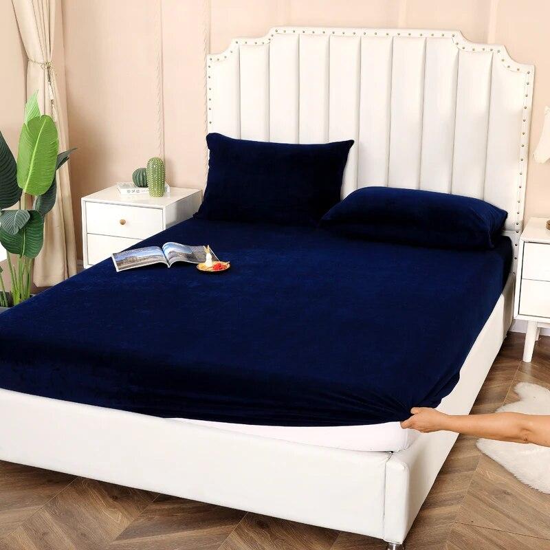 Milk Velvet Adjustable Fitted Sheet 135x190,Bed Sheet With Elastic Band,160x200,Solid Color,For Bedroom Winter