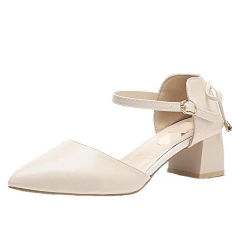 All-purpose Sandals for Women - New Pointed-toe High-heeled Shoes with Thick Heels and A Single Buckle.