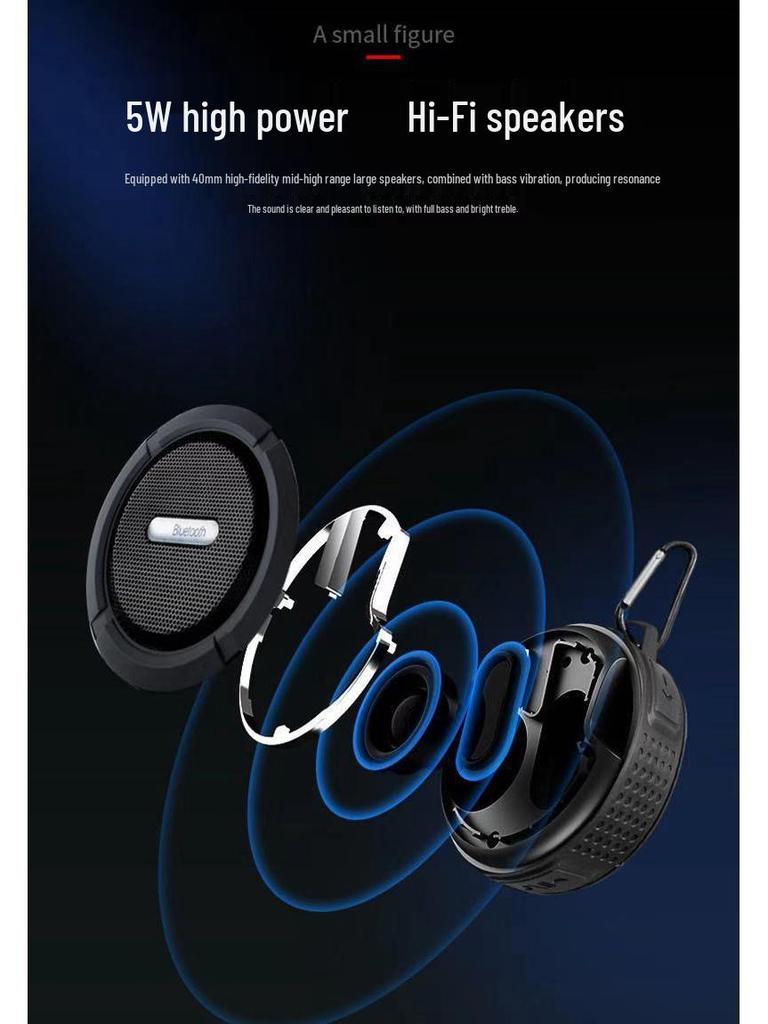 Boxă Bluetooth C6 Impermeabilă: Portabil, Ventuză, Fără fir, Exterior, Apeluri hands-free, Cataramă de agățare