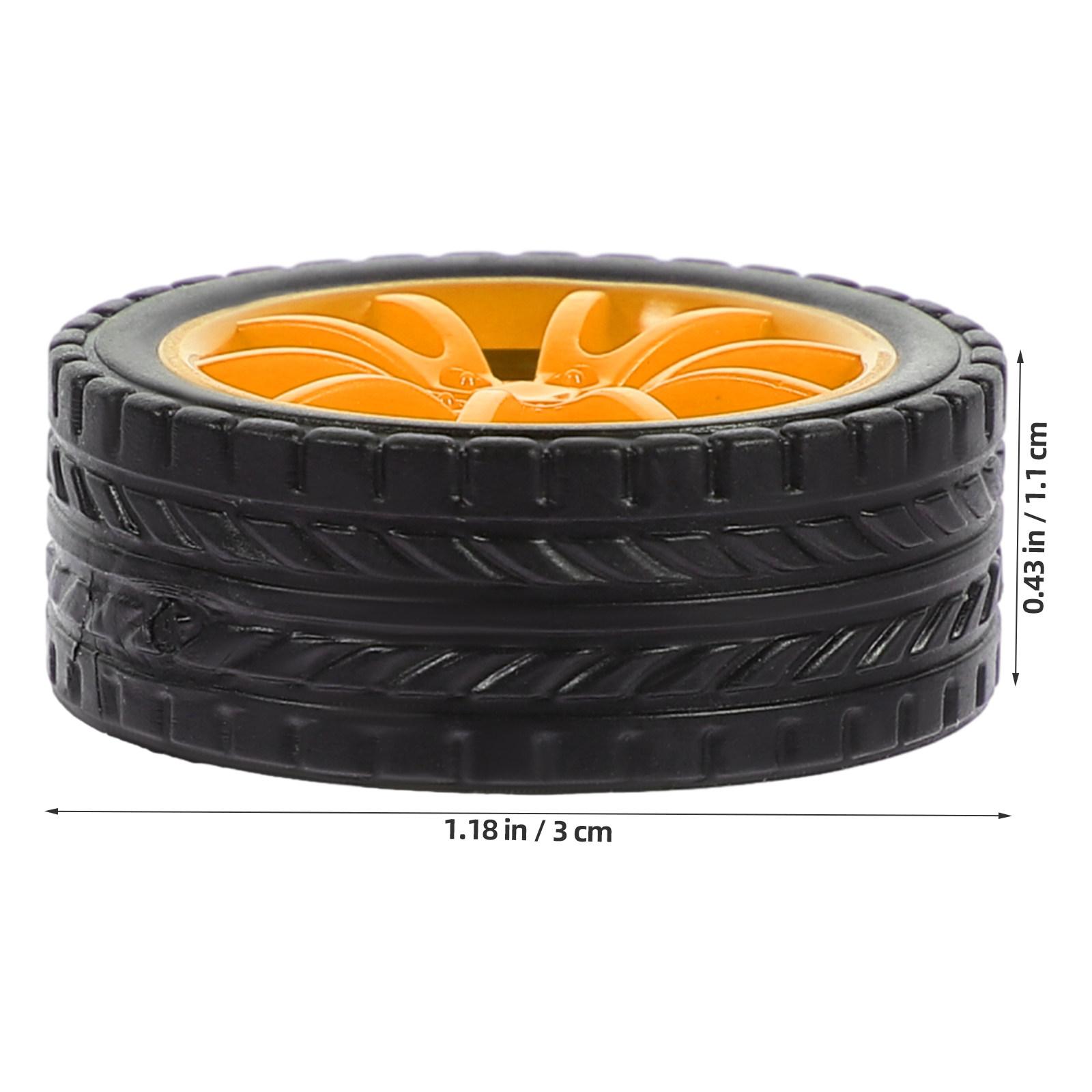 

20Pcs Safe Flexible Rubber Wheels for Kids Car Truck Train Models DIY Assembly Replacement Craft Play Wheels Enhancing Motor жёлтый