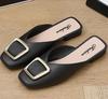 Fashion Low Heel Indoor Leather Women's Slippers and Ladies Sandals Outside Shoes Soft Job Slides Pearl Mules Natural Skin Footwear Pvc