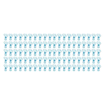 100pcs Binder Clips Cute Cartoon Heart Shape Metal Hollowed Long Tail Clips Paper Clamps Office Supplies Blue