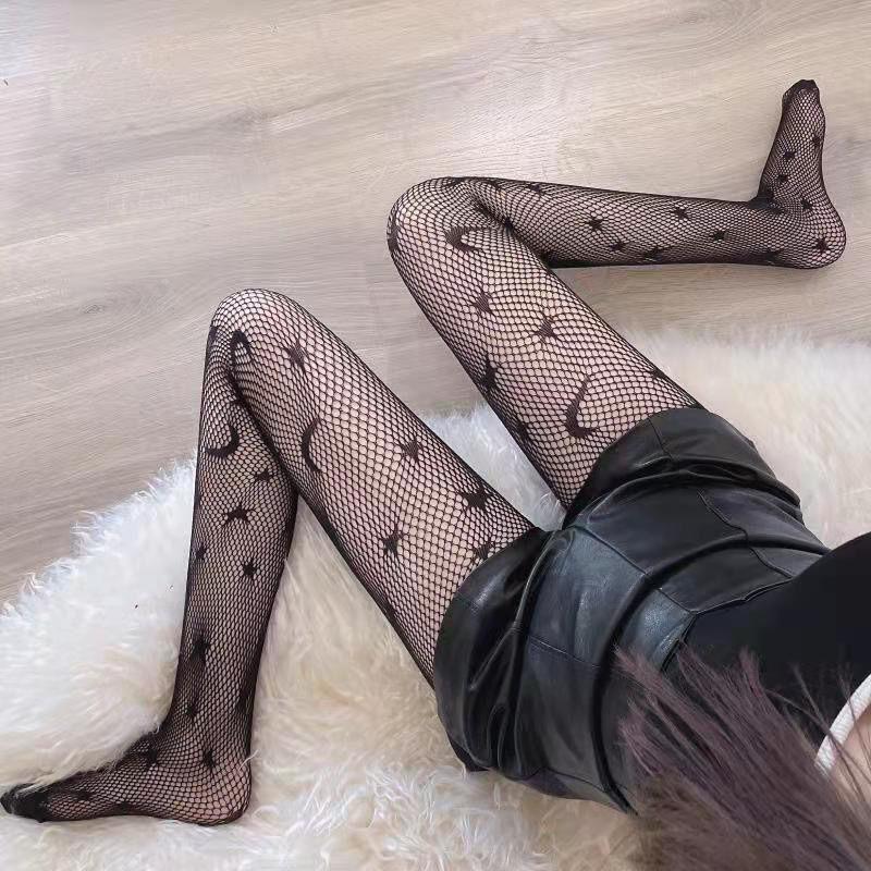 

Women s Sexy Fishnet Pantyhose with Letter Design – Autumn Thin, Long Leg Base Stockings One Size