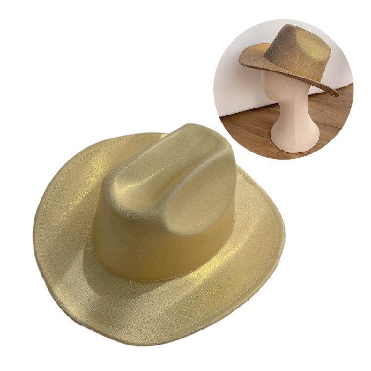 Modischer Cowgirl-Hut mit Glitzer-Pailletten und verstellbarem Seil, Westernhut, winddicht