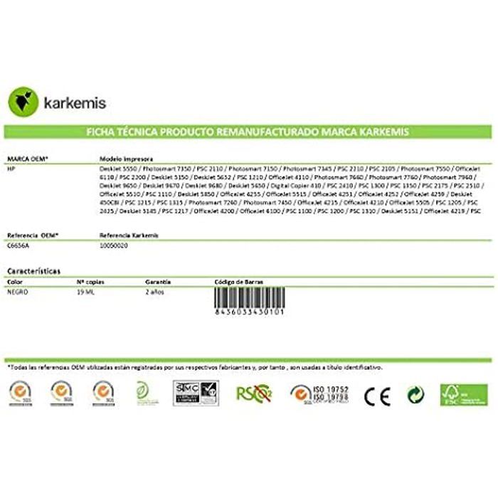 Karkemis K-010133 Cartouche D'encre Noir