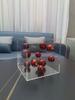 Modern Abstract Transparent Acrylic Cube Sculpture Bright Gold Stainless Steel Ball Transparent Square Box Aesthetic Decoration