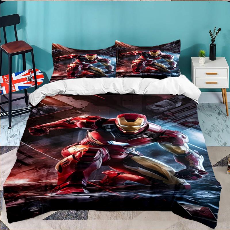 Iron In Action 3PCS Bedding set,Ideal for 1pc Duvet Cover And 2pcs Pillowcases Perfect for Fan gift,Ideal for Bedroom, Dormitory