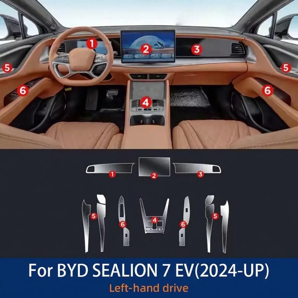 PPF Protection Film for BYD SEALION 7 EV 2024 Central Control Navigation TPU Anti Scratch Car Interior Protection Film Stickers