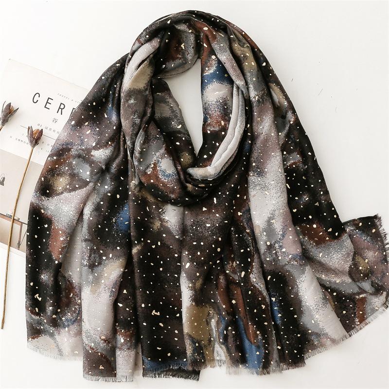 Winter Ombre Tie Dyed Painting Fringe Viscose Shawl Scarf Lady High Quality Print Pashmina Stole Bufandas Muslim Hijab 180*90Cm
