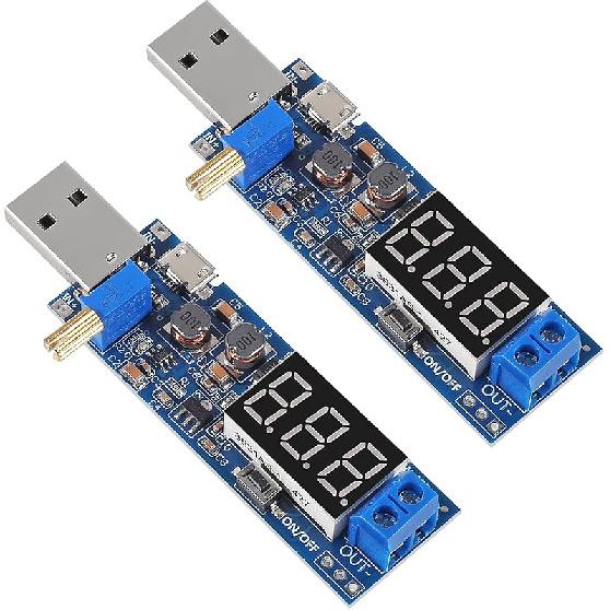 2pcs USB Buck Boost Converter 3.5V-12V to 1.2V-24V DC-DC Adjustable Step Up Step Down Power Supply Module Voltage Regulator 5V to 3.3V 9V 12V 18V 24V