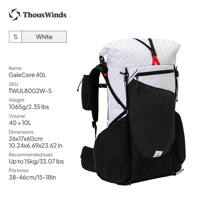ThousWinds GaleCore 40+10L Легкий туристический рюкзак Dyneema Треккинговый рюкзак Водонепроницаемый рюкзак
