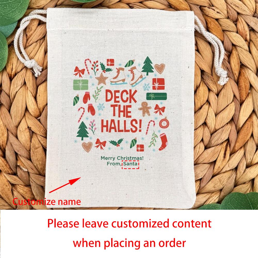 

3Pcs Custom Christmas Party Favor Goodie Bags Drawstring Tote Holiday Swag Bag Wrapping Christmas Stocking New Year Santa Claus 3pcs 13X18cm