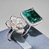 Women Jewelry Set Emerald Camellia Full Diamond Earrings Pendant Necklace Rose Ring Luxury Gift