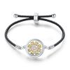 Women's Adjustable Braided Leather Aroma Diffuser Tree of Life Bracelet