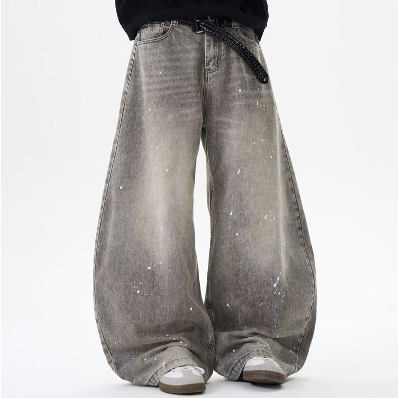 Blugi Largi Retro Distressed pentru Bărbați - Casual de Primăvară/Toamnă