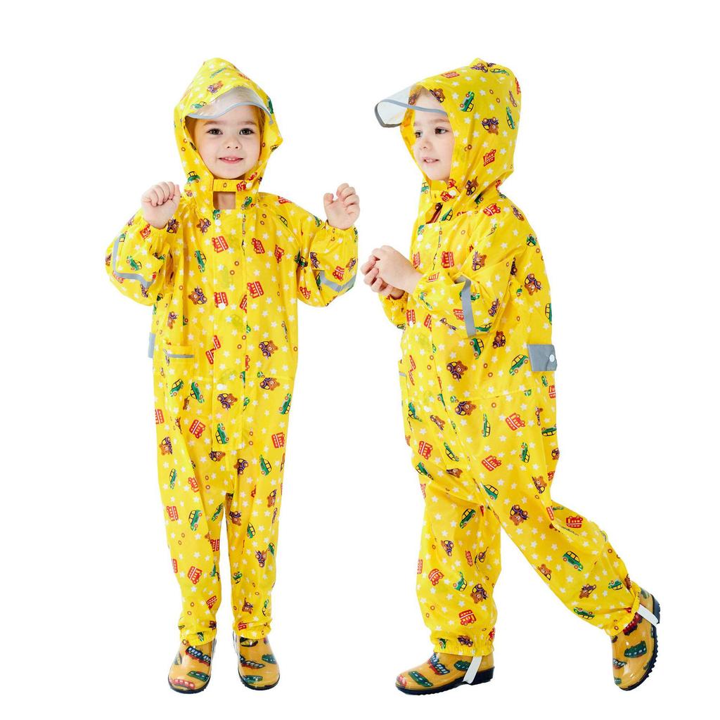 Children's 3D Cartoon Rain Poncho with Reflective Strips - Boys, Girls, Toddlers, Kindergarteners