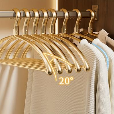 5/10/15pcs Gold Metal Hangers,Matte Aluminum Clothes Hangers for Aesthetic Home Decor,Dorm Room, Sturdy Space-Saving Hanger Rack