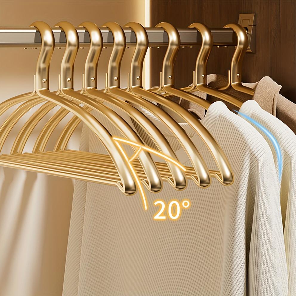 5/10/15pcs Gold Metal Hangers,Matte Aluminum Clothes Hangers for Aesthetic Home Decor,Dorm Room, Sturdy Space-Saving Hanger Rack