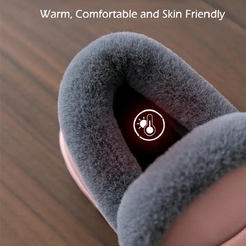 Papuci de piele PU pentru femei bărbați de interior impermeabili de casă cu blană pentru cuplu masculin plat pentru cupluri de femei iarnă șlapi pantofi antiderapanți