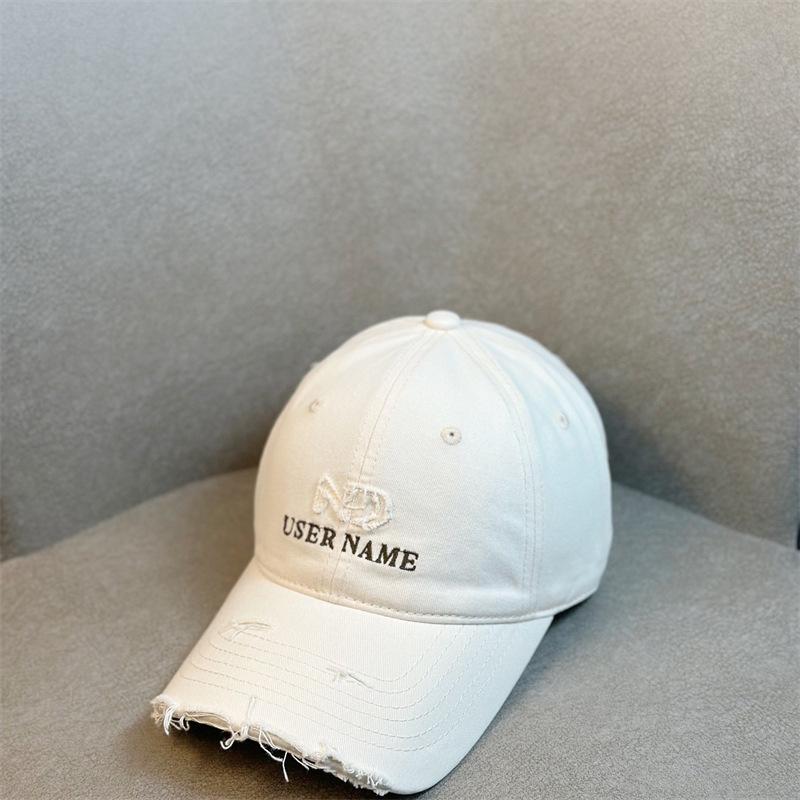 New American Baseball Cap for Men and Women Spring and Autumn Ripped Letter Embroidery Trendy Brand Casual Versatile Street Photography Couple Student