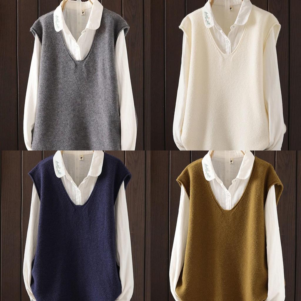 Gebreide Mouwloze Vest voor Dames met Abstracte Print voor Herfst Winter Layering