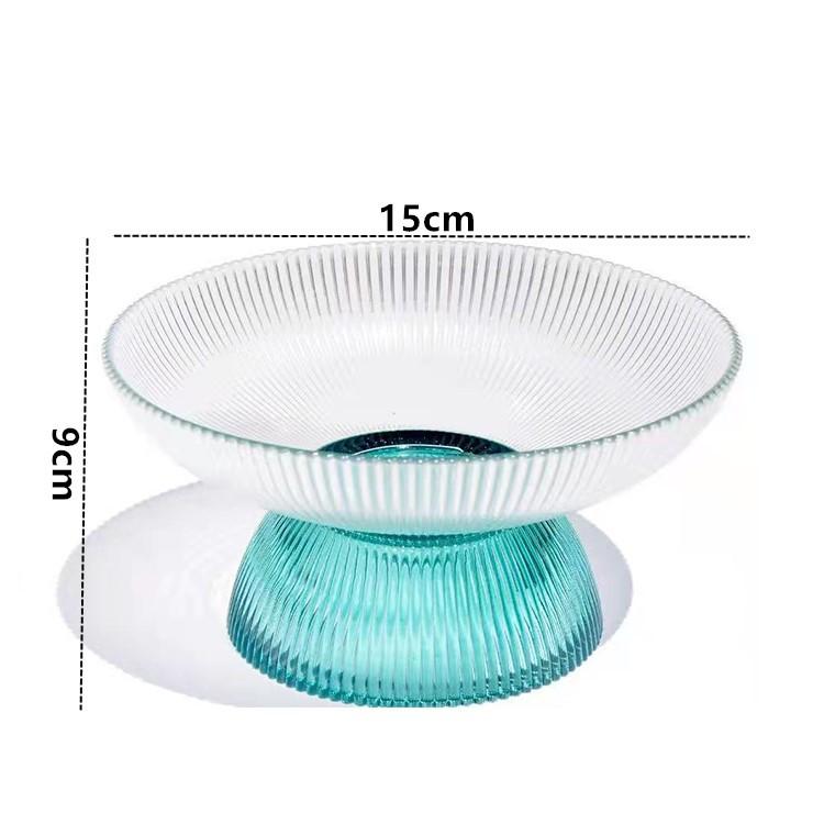Assiette à Fruits en Verre Rayé Créative Assiette à Dessert Bol à Salade d'Avoine Décoration de Salon Assiette de Rangement Transparente pour Bonbons et Noix Décor