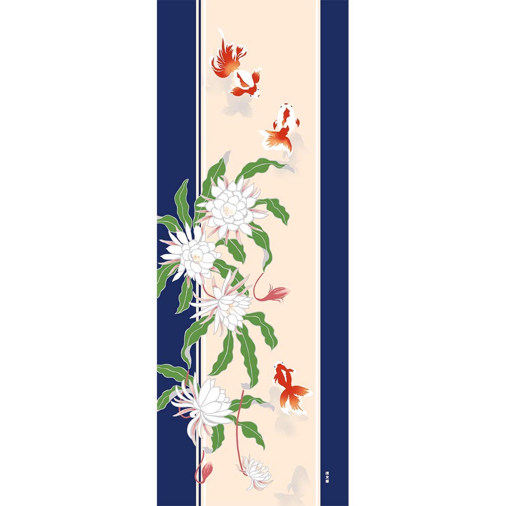 Hamamonyo Picture Hand Towel Moonflower and Goldfish