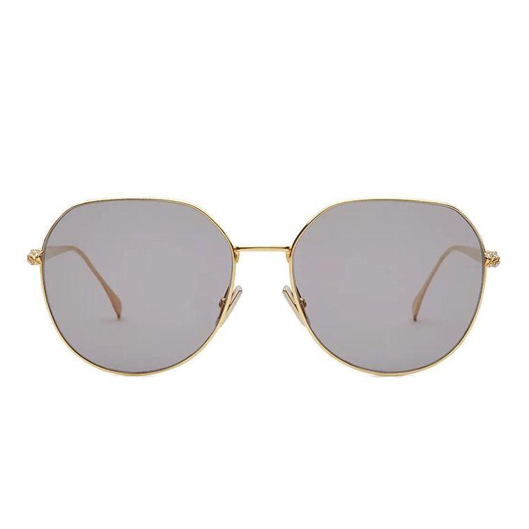 Fendi Gold Wire Large Frame Alloy Round Sunglasses Unisex sunglasses 0451FS-001JO
