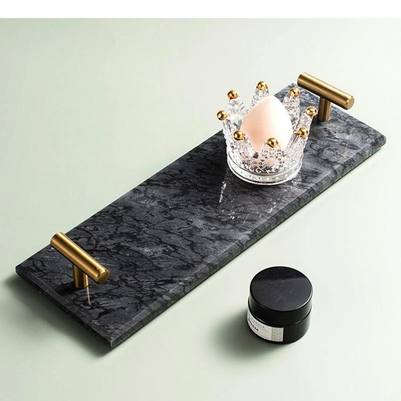 Marble Texture Rectangle Trays Decorative Ceramic Storage Tray Cosmetic Containers Organizer Shelf Bath Supplies Plate