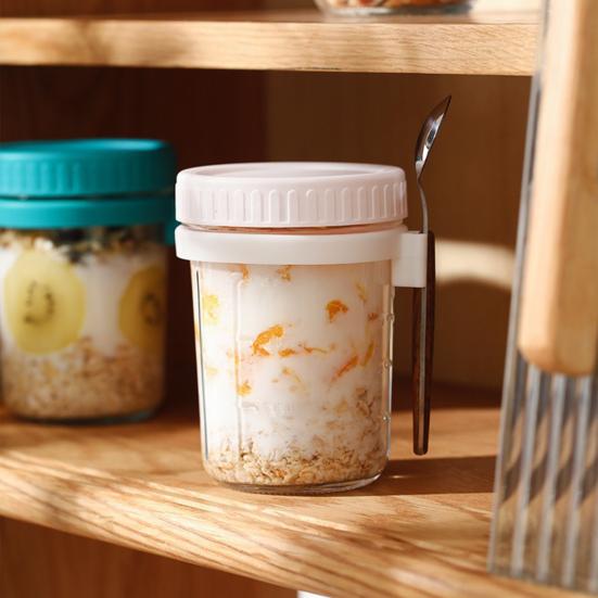 6Pcs Overnight Oat Containers with Lids Food Grade BPA Free Heat-Resistant Glass Mason Jars Airtight Leak-Proof Overnight Oats Jars