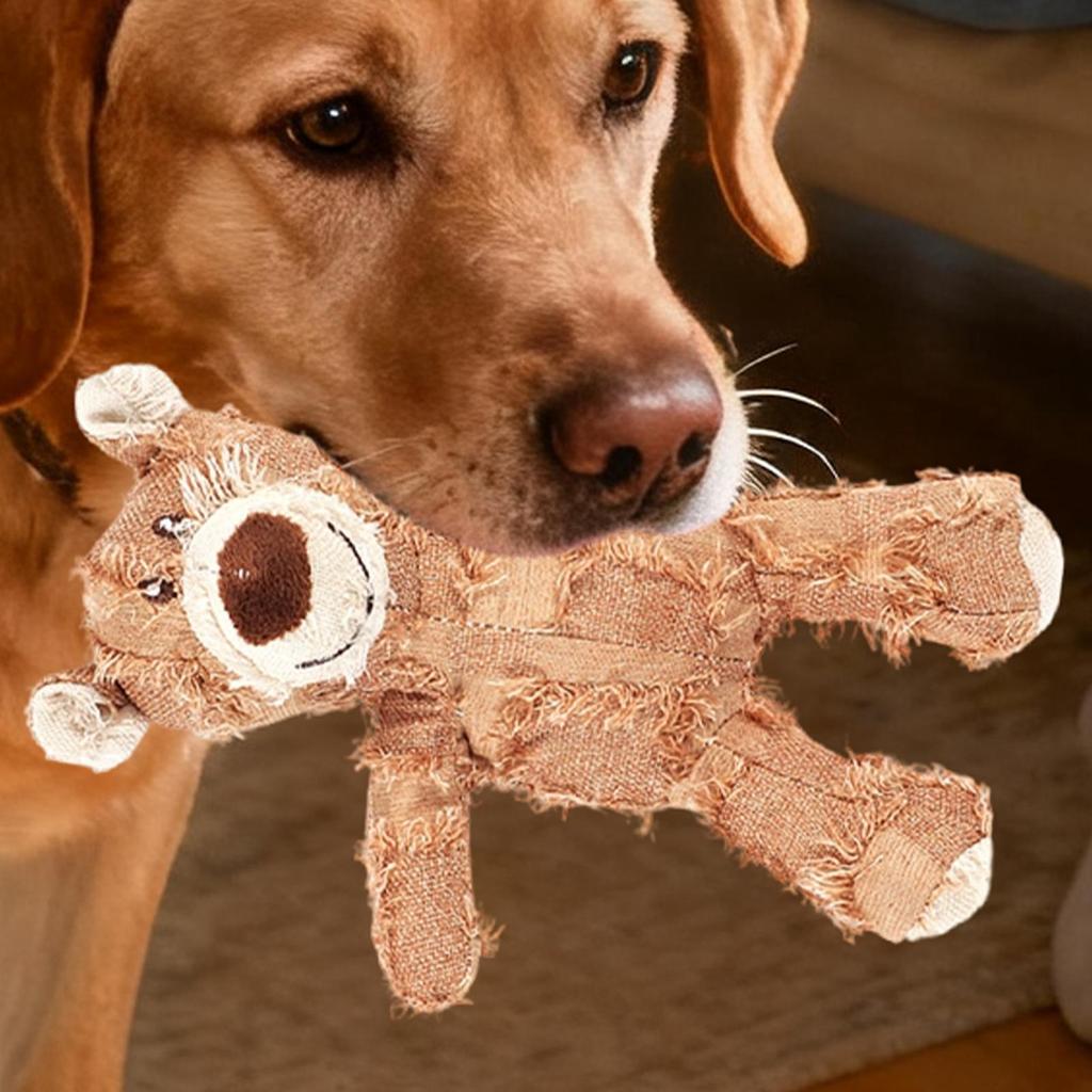 Unbreakable Bear Dog Toy Stimulating Interactive Tough Bear with Sound Stuffed Animal for Dog Unbreakable for Teething Puppy