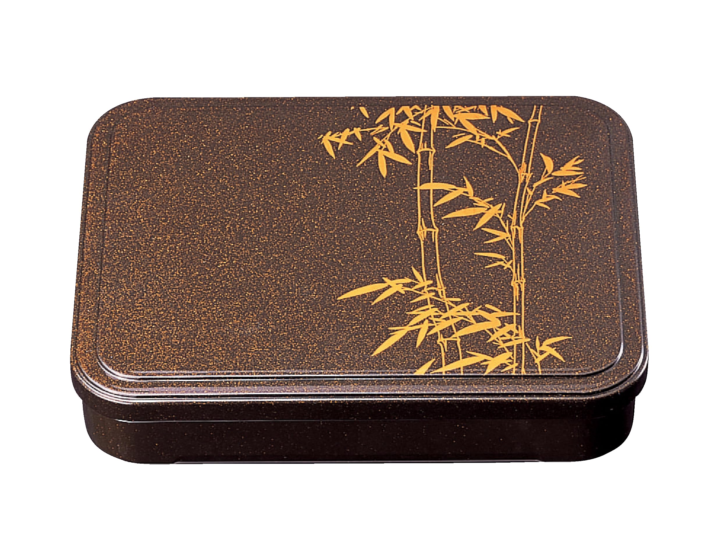 Wakaizumi Lacquerware ATA Long Bento Box with Rounded Pearl Bamboo Vermilion 10-inch Corners, (with Divider) F-2-15