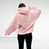 Podzim Zima Street Style Pohodlná Ležérní Módní Dlouhý Rukáv Mikina Kapuce z Jehněčího Sametu Dámská Volný Střih Přes Hlavu