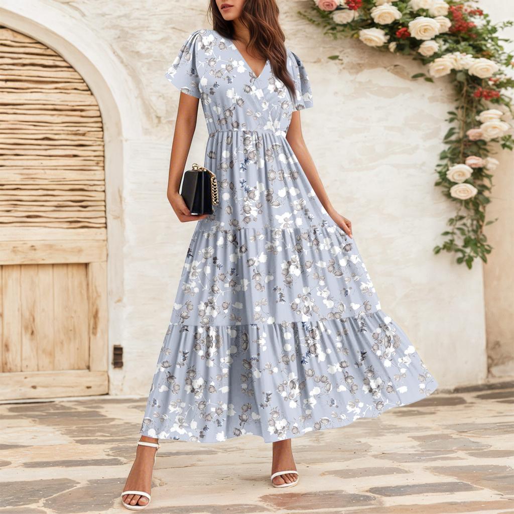 Women's Flowy Dresses Women's Summer Dresses Casual Short Sleeve Maxi Dresses Formal Maxi Dresses