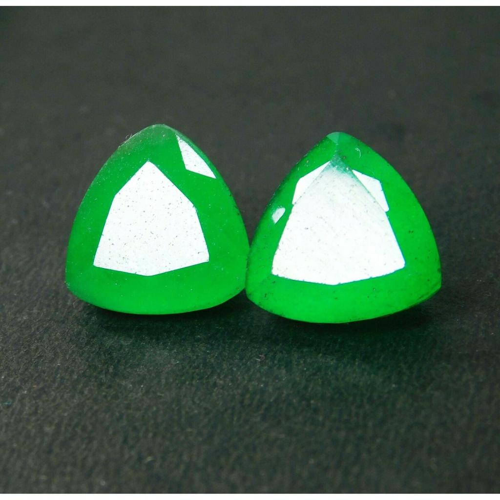Natural Green Emerald Loose Gemstone Colombian 20ct Trillion Cut Pair for Jewelry Making and Crafts