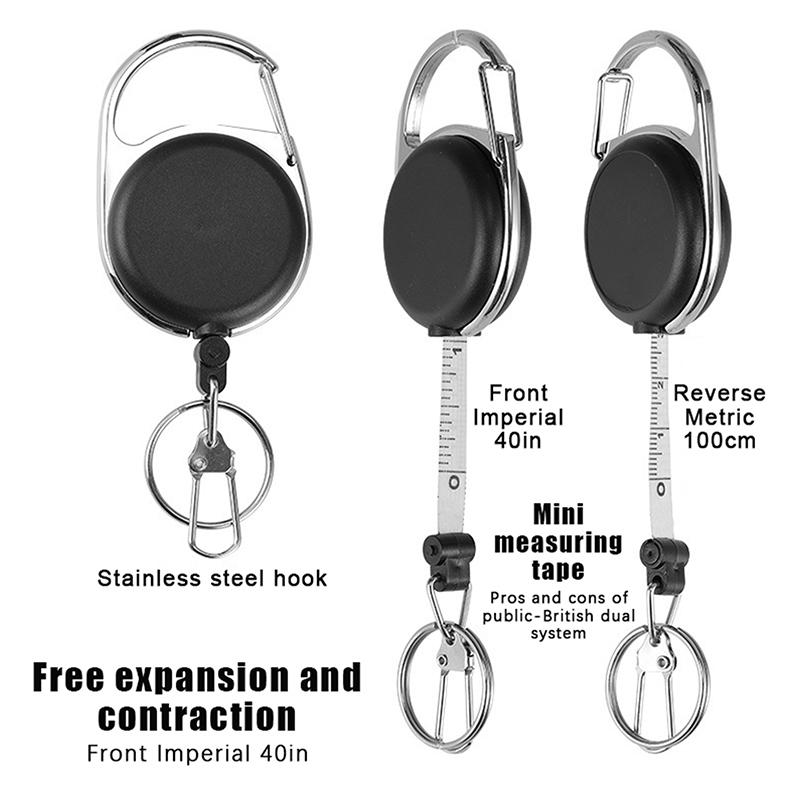 

Easy-Pull Buckle Retractable Keychain With Scale Ruler Anti-Lost For Fishing Gear Multi-Function Tackle Accessory 1PC
