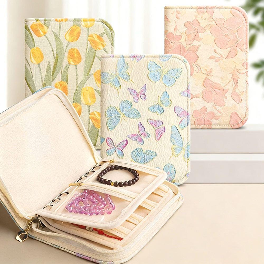 Butterfly/Pattern Jewelry Storage Book Anti-oxidation Grid Storage Jewelry Storage Bag for Women