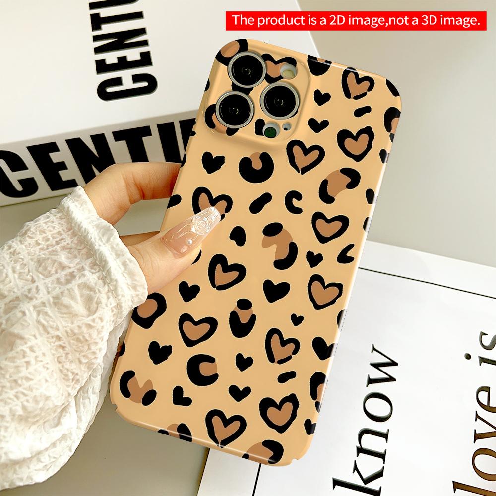 Heart Leopard Pattern Phone Case All inclusive film hard phone case, compatible with iPhone 18 Pro Max 17 16 15 14 13 12 11