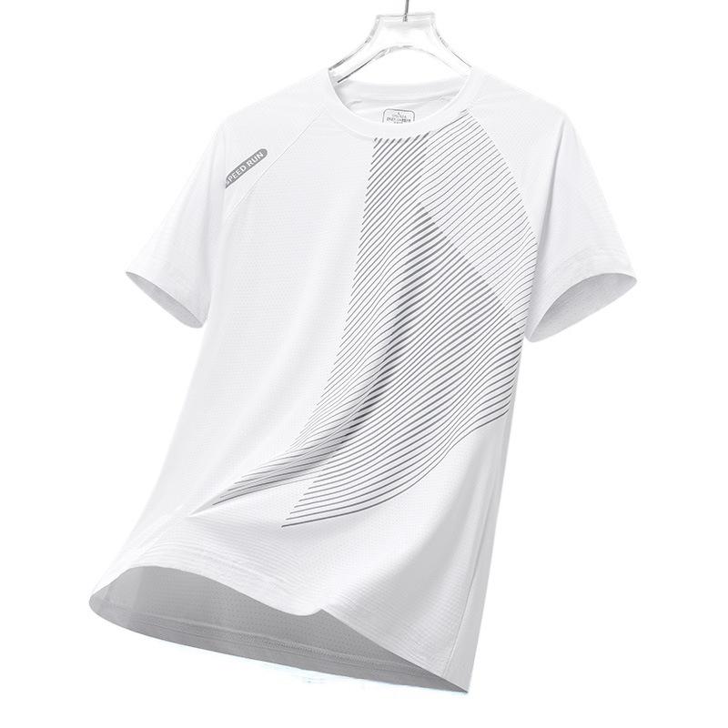 Ice Silk Short Sleeve T-Shirt Mesh Fashion Casual Blue Short Sleeve Sports Culture Shirt Ice Silk T-Shirt Men