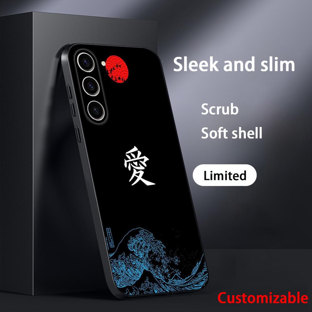Japanese art text fashion love design Phone Case For Samsung Galaxy S26 S25 S24 S23 S22 S21 Plus Ultra Note20 Soft Black