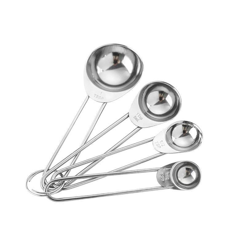 

Набор из 4 мерных ложек из нержавеющей стали Высокое качество Градуированные Для выпечки Домашний кухонный инструмент Соль Кофе с